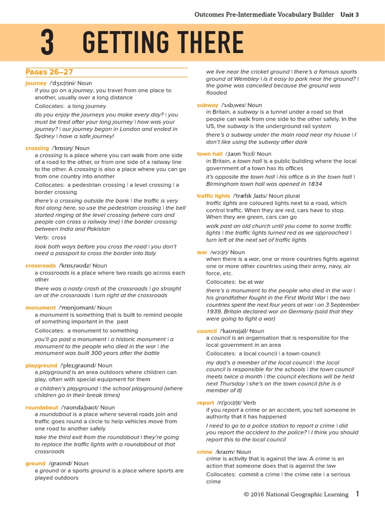 Outcomes Pre-Int VocabBuilder Unit3 | PDF | Truck | Rapid Transit