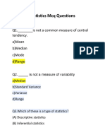 Statistics MCQ Questions