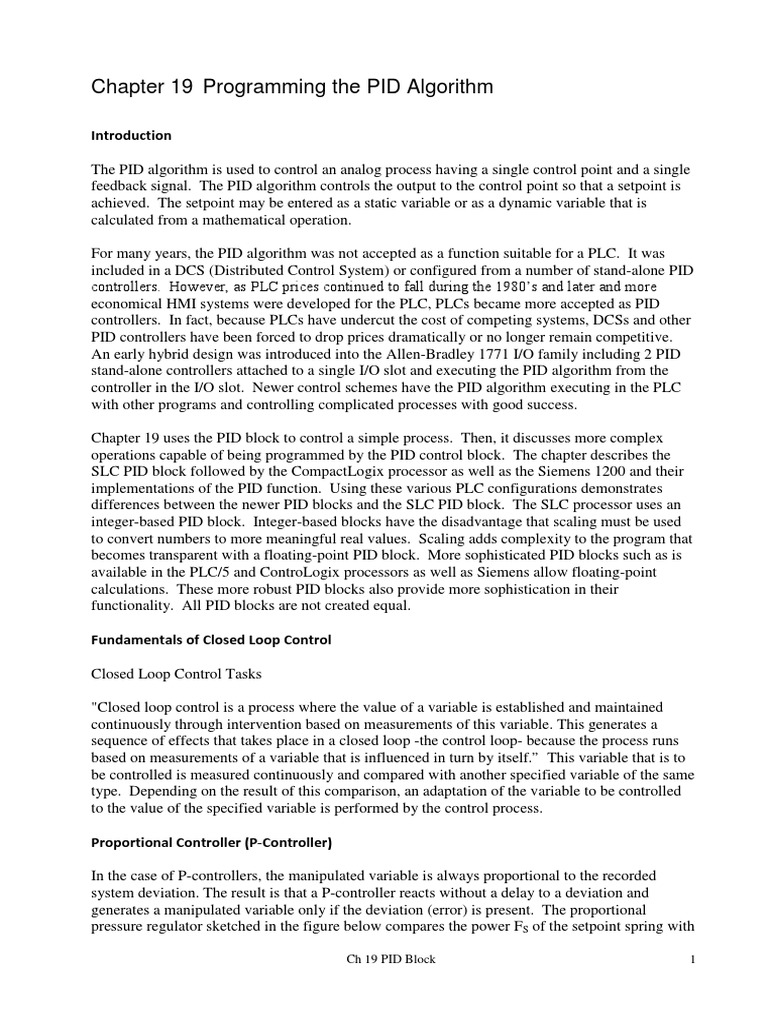Chapter 19 Programming The PID Algorithm | PDF | Control Theory ...