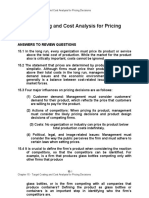 Target Costing and Cost Analysis For Pricing Decisions: Answers To Review Questions
