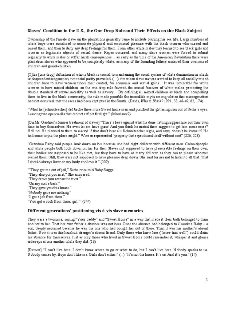 Exploring the One-Drop Rule's Impact | PDF | Slavery | Slavery In The ...