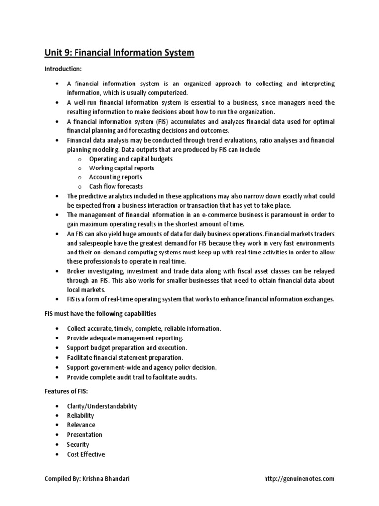 Financial Information Systems Guide | PDF | Net Present Value ...