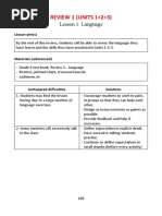 REVIEW 1 (UNITS 1+2+3) : Lesson 1: Language