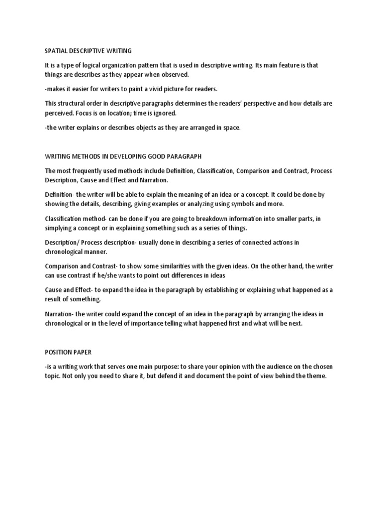 Spatial Descriptive Writing | PDF