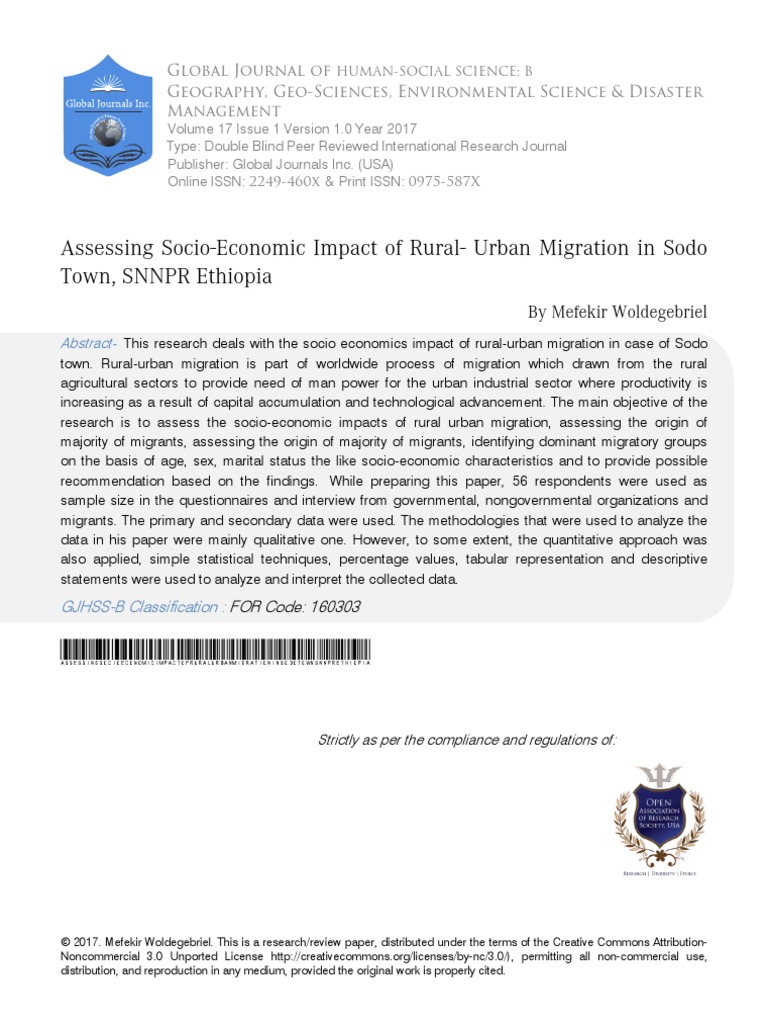 Rural Urban Migration Socio Economic Impact | PDF | Human Migration ...