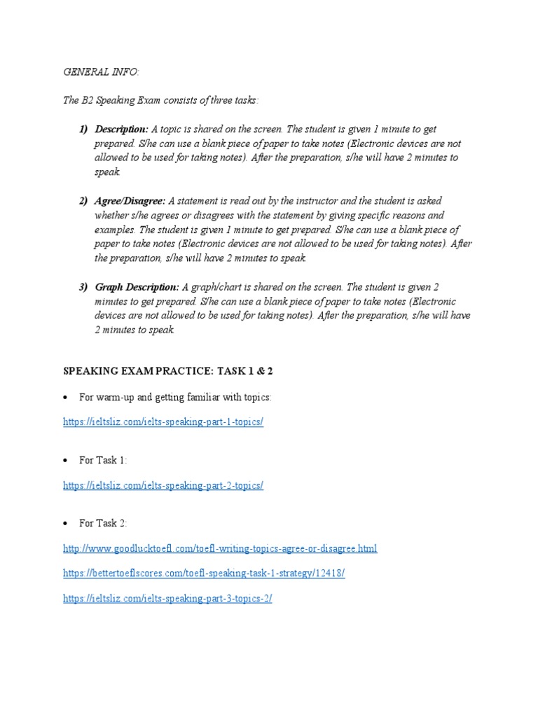 Speaking Exam Practice Task 1 2 Pdf
