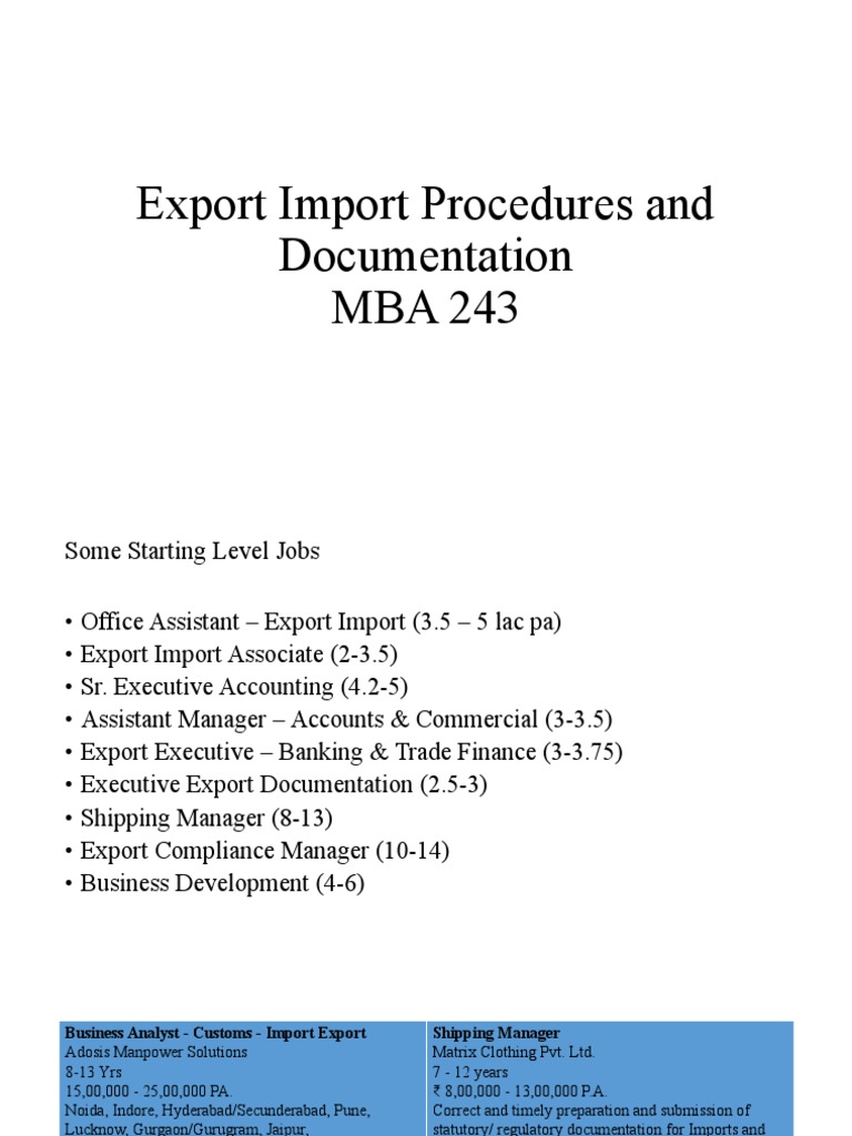 Export Import Procedures and Documentation MBA 243 | PDF | Exports ...