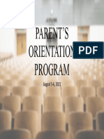 Parent's Orientation Program