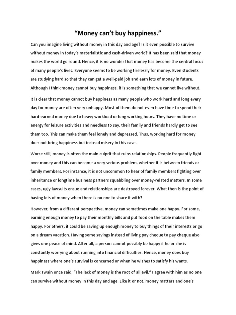 Money Matters but Does Not Guarantee Happiness A Balanced Perspective