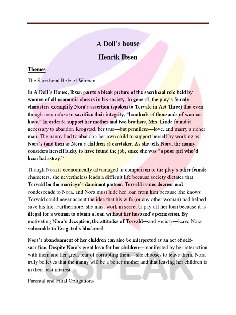 A Doll's House Henrik Ibsen Themes PDF A Doll's House Social