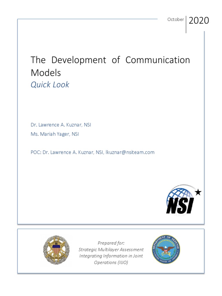 Quick Look Communication Models FINAL | PDF | Communication | Science