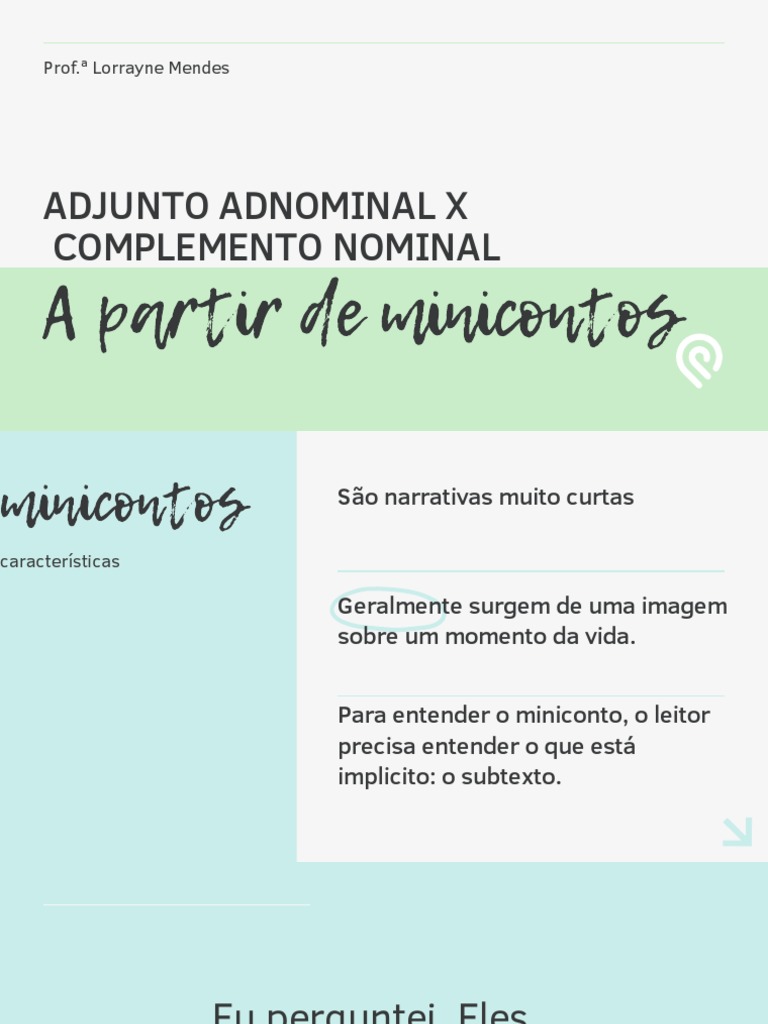 Adjunto Adnominal Complemento Nominal | PDF | Filosofia | Artes ...