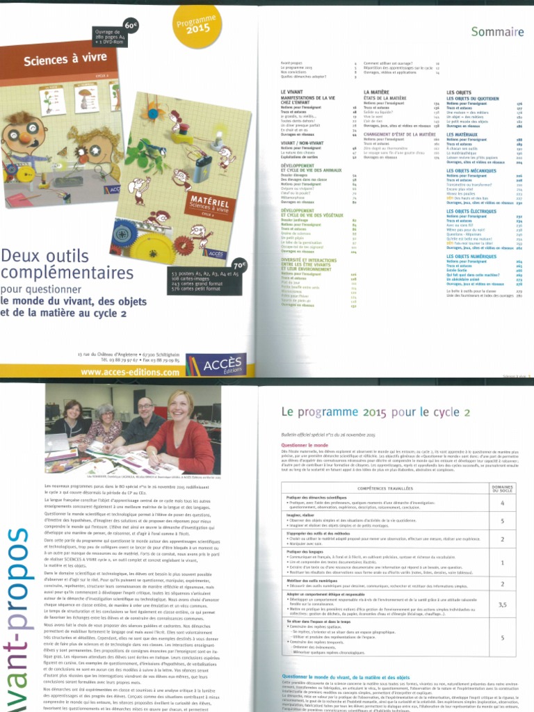 Sciences à Vivre Cycle 2 Pdf Gratuit ACCES - Manuel Sciences A Vivre CYCLE 2 | PDF