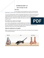 Information Sheet 1.2.5 How To Change Your Oil