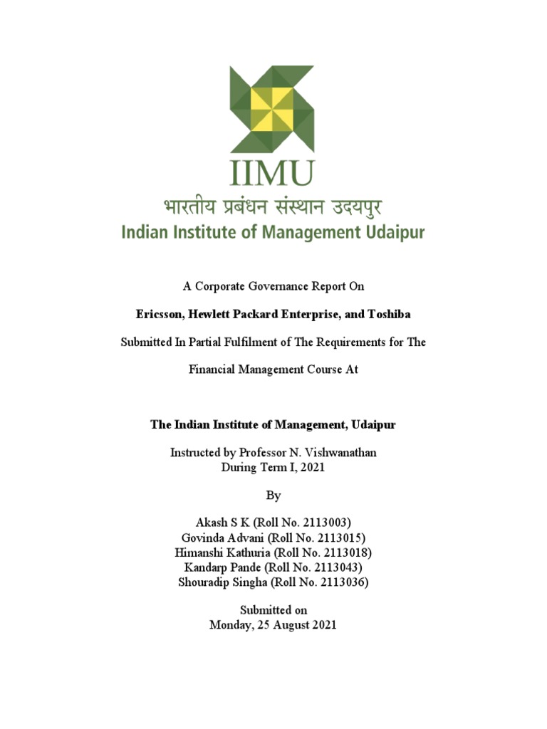 Ericsson, Hewlett Packard Enterprise, and Toshiba PDF Board Of
