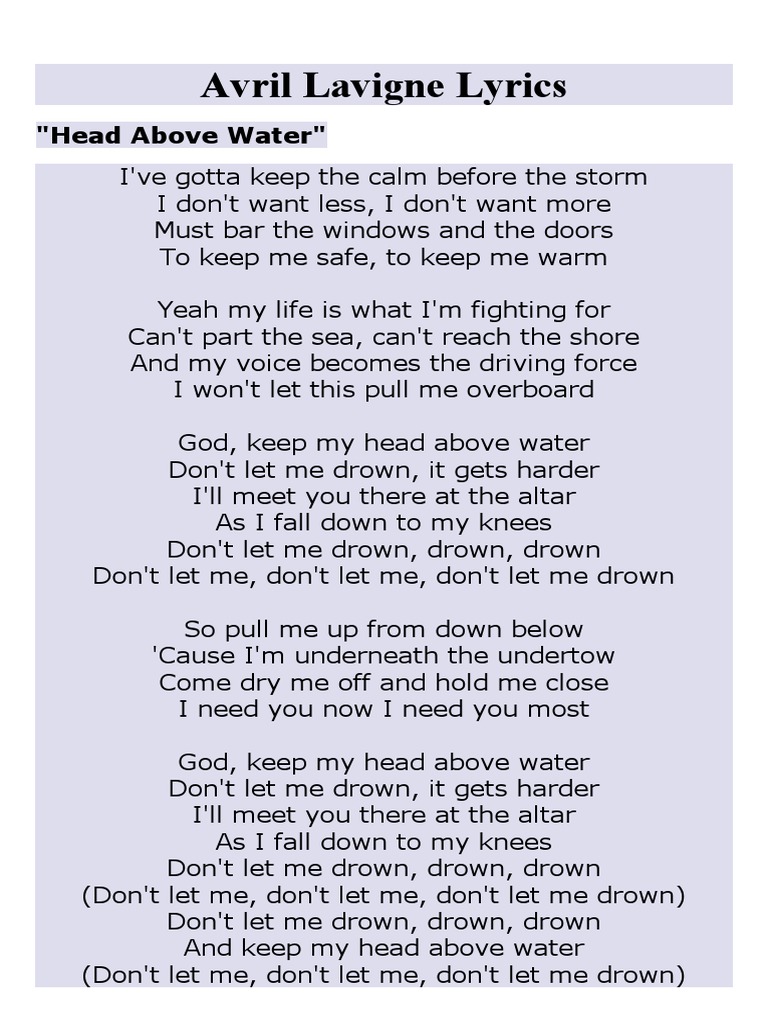 Avril Lavigne Lyrics: 