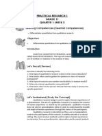 Practical Research 1 Grade 11 Quarter 1: Week 2: Learning Competencies (Essential Competencies)