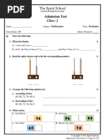 Admission Test Class II Maths