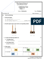 Admission Test Class II Maths