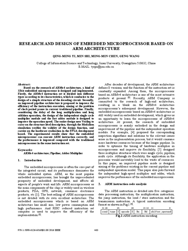 Research and Design of Embedded Microprocessor Based On Arm