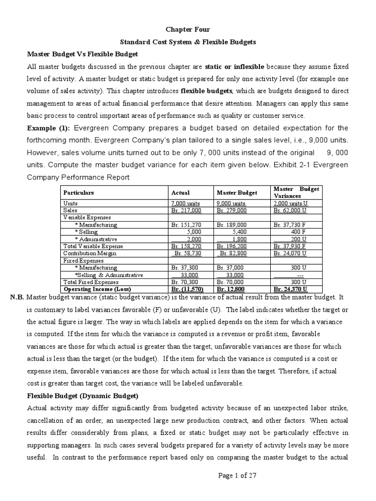 Flexible Budgets vs. Master Budgets | PDF | Variance | Labour Economics