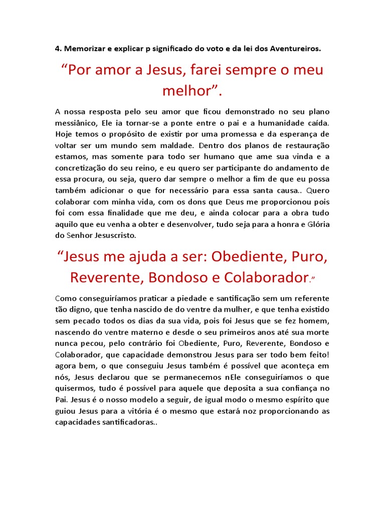 O Significado Do Voto e Da Lei Dos Desbravadores | PDF | Religião e ...