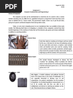 Assignment 1 Computer Fundamentals and Programming 1 History of Computers