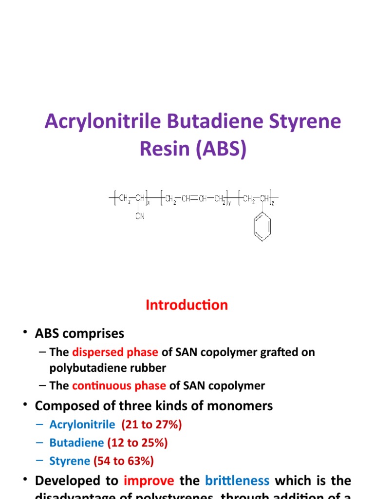 Acrylonitrile Butadiene Styrene Resin (ABS) PDF Copolymer Polystyrene