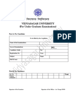 Vidyasagar University (For Under Graduate Examinations) : Part A: For Candidate