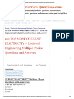 120 Top Most Current ELECTRICITY - Electrical Engineering Multiple Choice Questions and Answers