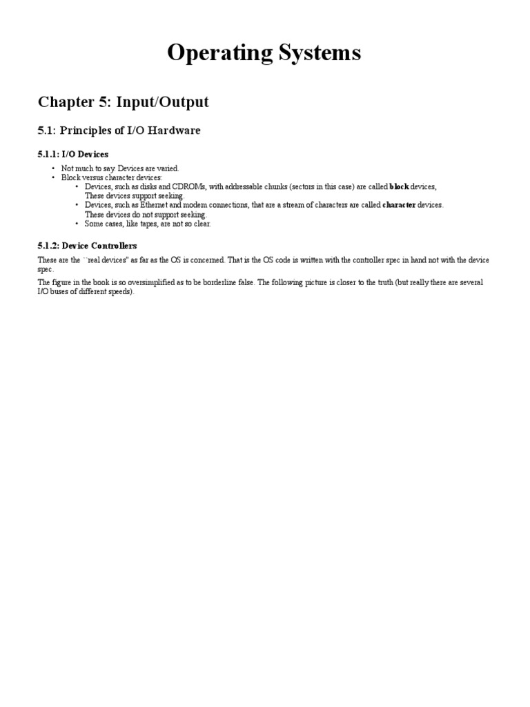 Operating Systems: Chapter 5: Input/Output | PDF | Input/Output ...