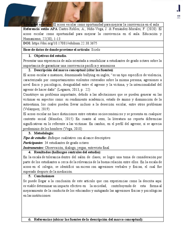 Mejorando la convivencia ante el acoso escolar | PDF | Violencia ...