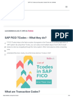 Top 50 SAP FICO Tcodes