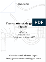 Tradicional. Tres Cuartetos de Guitarra Fáciles