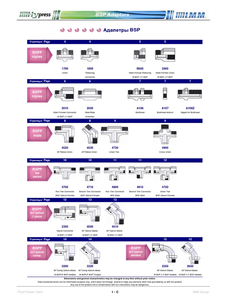 A Comprehensive Catalog of BSP Adaptors for Fluid Power Systems | PDF ...