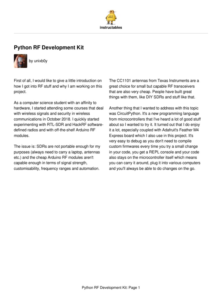 Python RF Development Kit: Instructables | PDF | Printed Circuit Board ...