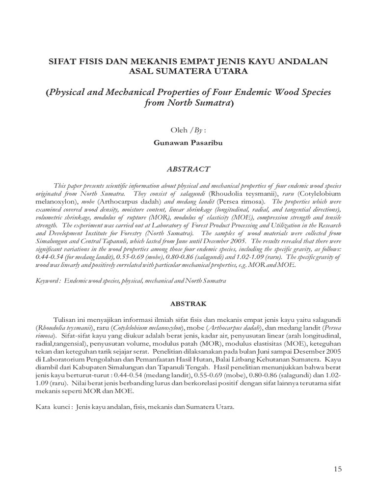 Physical and Mechanical Properties of Four Endemic Wood Species from