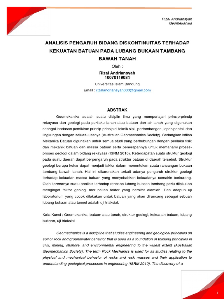 Pengaruh Diskontinuitas pada Kekuatan Batuan | PDF | Ilmu Sosial ...