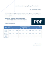 Comision Por Emision de Talonarios Decheques y Cheques Personalizados