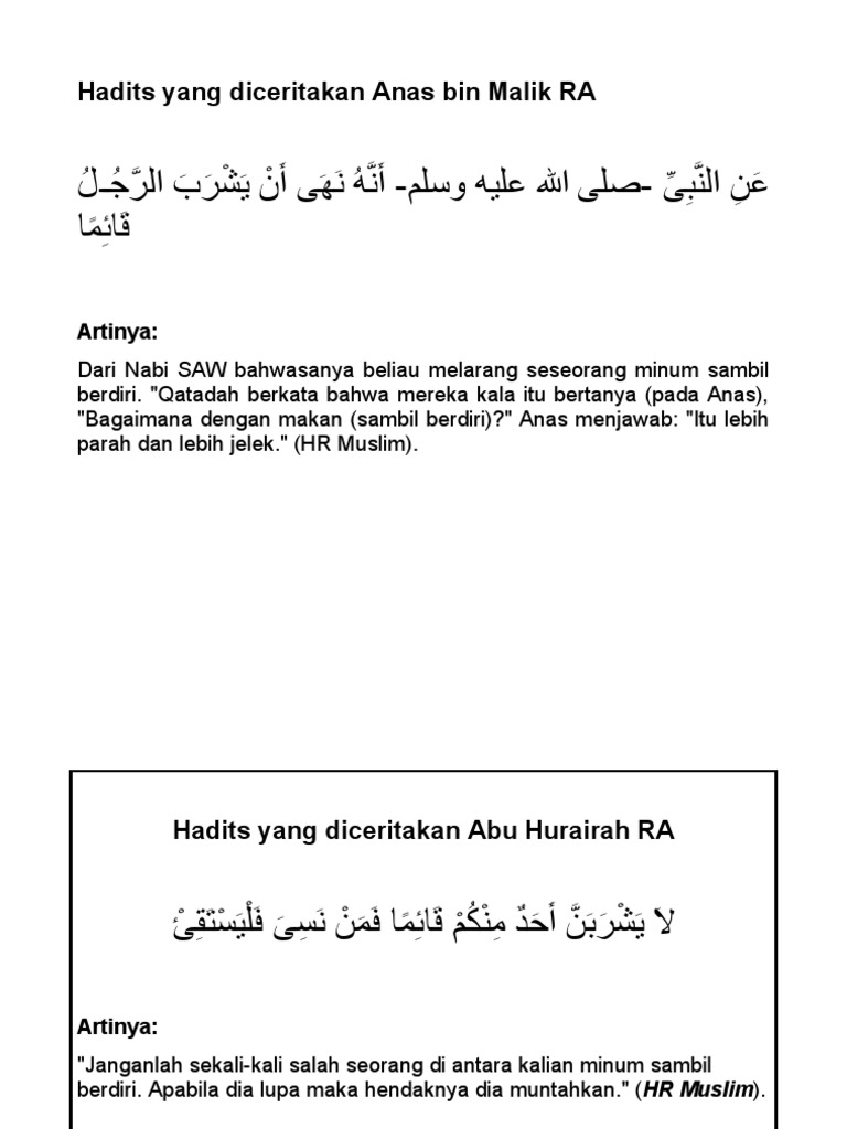 Hadits Yang Diceritakan Anas Bin Malik RA PDF