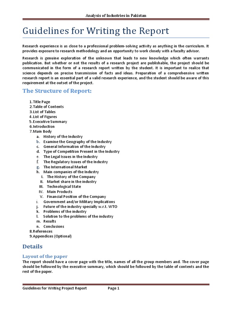 Guidelines For Report Writing PDF Science Cognition