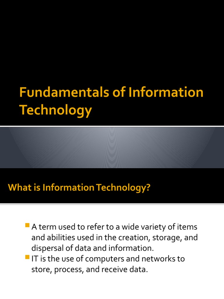 Fundamentals of Information Technology | PDF | Computer Data Storage ...