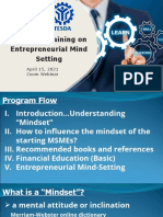 Trainer's Training On Entrepreneurial Mind Setting: April 15, 2021 Zoom Webinar