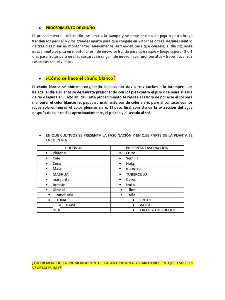 Procedimiento de Chuño | PDF | Patata | Vegetales