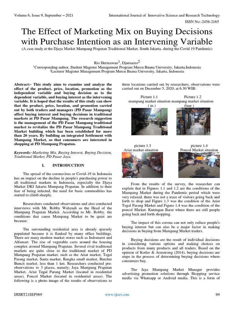 The Effect of Marketing Mix On Buying Decisions With Purchase Intention ...