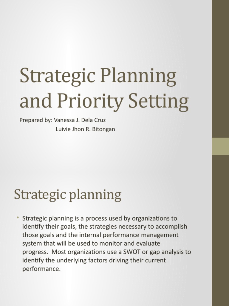 Strategic Planning by Vanessa J. Dela Cruz | PDF | Project Management ...