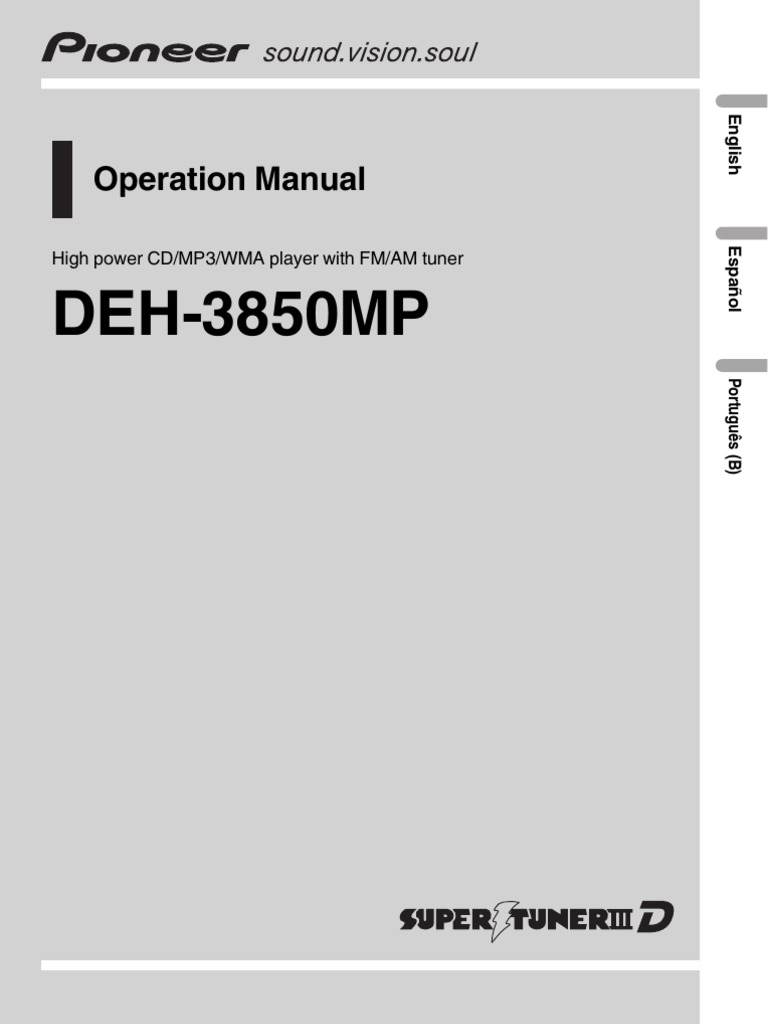Pioneer DEH-3850 MANUAL | PDF | Equalization (Audio) | Compact Disc