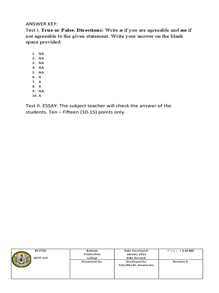Nstp-Module-New Answer Key 5 | PDF