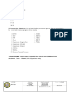 Answer Key: Test I. Matching Type:: Test III - ESSAY: The Subject Teacher Will Check The Answer of The