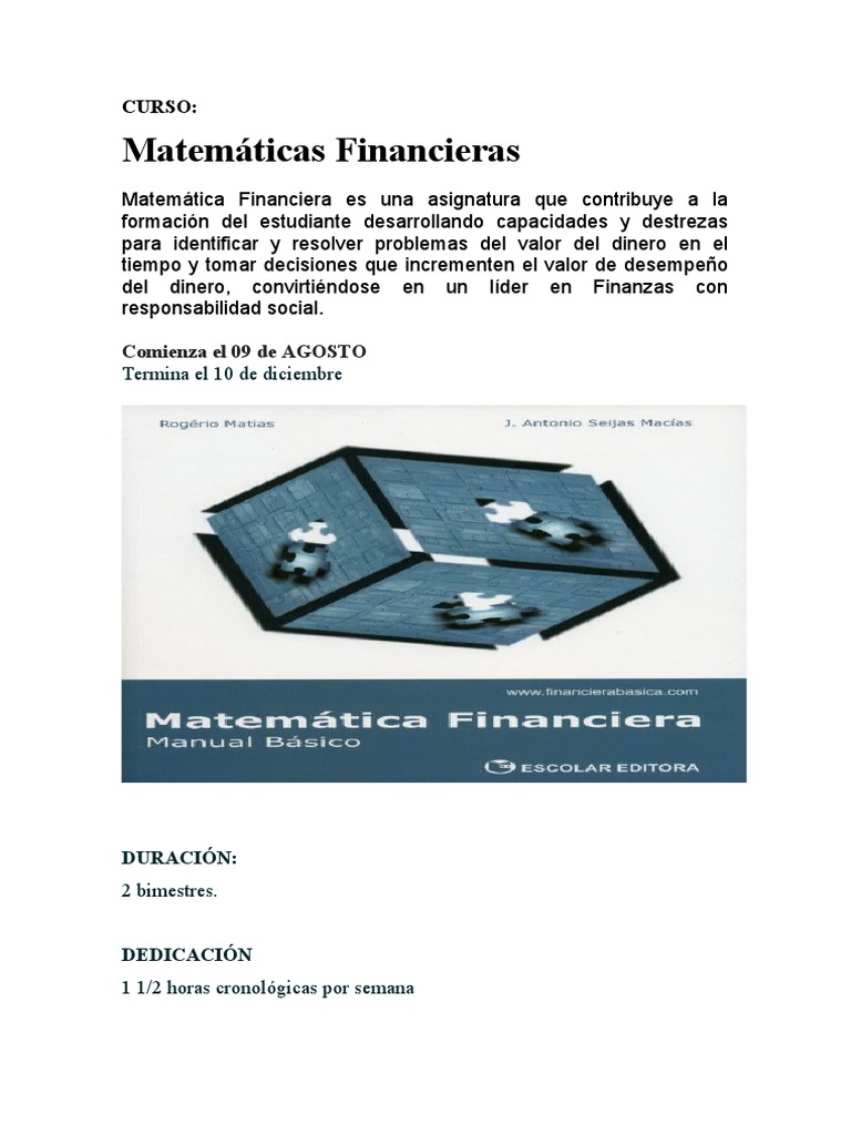 Curso de Matemáticas Financieras 2023 | PDF | Economias | Matemáticas